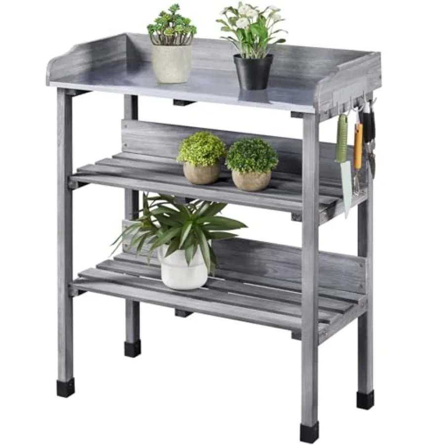 Garden potting table for horticulture use metal tabletop with gray finish 3-tier storage shelves and hook durable workstation b
Garden potting table for horticulture use metal tabletop with gray finish 3-tier storage shelves and hook durable workstation b