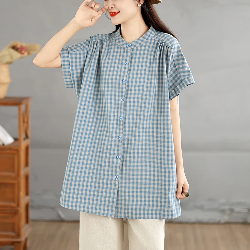 plus Size Women's Fashionable Short Sleeve round Neck Shirt Outerwear Summer New Arrival Retro Style Commute Artistic Design
plus Size Women's Fashionable Short Sleeve round Neck Shirt Outerwear Summer New Arrival Retro Style Commute Artistic Design