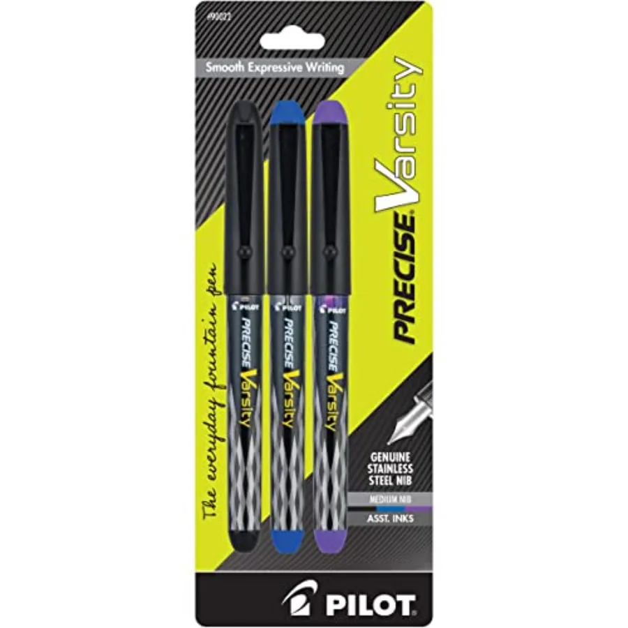 Precise Varsity Pre-Filled Fountain Pens for Writing, Medium Point Stainless Steel Nib, Ink, 1.0mm, 3-Pack
Precise Varsity Pre-Filled Fountain Pens for Writing, Medium Point Stainless Steel Nib, Ink, 1.0mm, 3-Pack