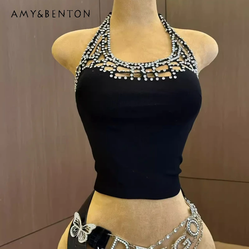 2025 Summer New Commuter Black Hollow Out Short Women's Camisole Vest Slimming Thin Halter Thin Fashion Temperament Sling Ladies
2025 Summer New Commuter Black Hollow Out Short Women's Camisole Vest Slimming Thin Halter Thin Fashion Temperament Sling Ladies