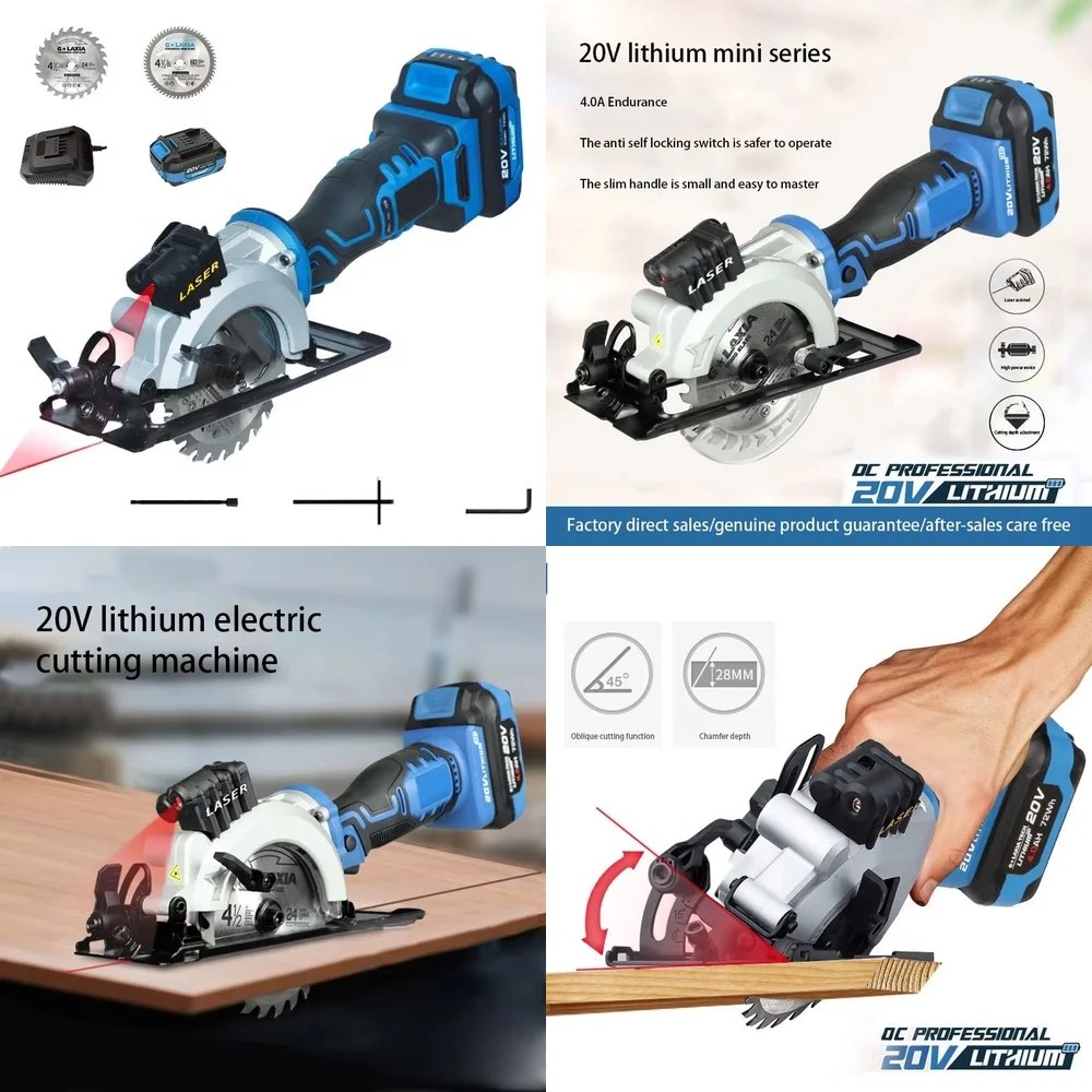 20V Lithium Mini Electric Portable Round Miter Saw for DIY Woodworking Tools Handheld Multifunctional Household Cutting Tool
20V Lithium Mini Electric Portable Round Miter Saw for DIY Woodworking Tools Handheld Multifunctional Household Cutting Tool