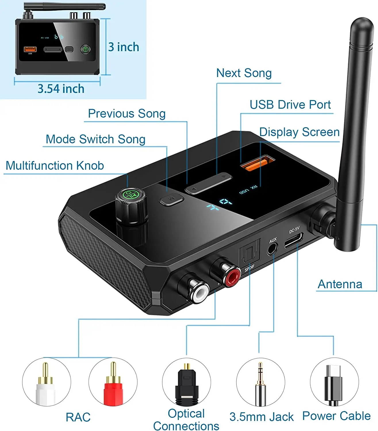 Bluetooth-адаптер 5.3, цифровой Bluetooth-приемник, оптоволоконный коаксиальный адаптер, поддерживает проигрыватель дисков 3-в-1.
Bluetooth-адаптер 5.3, цифровой Bluetooth-приемник, оптоволоконный коаксиальный адаптер, поддерживает проигрыватель дисков 3-в-1.