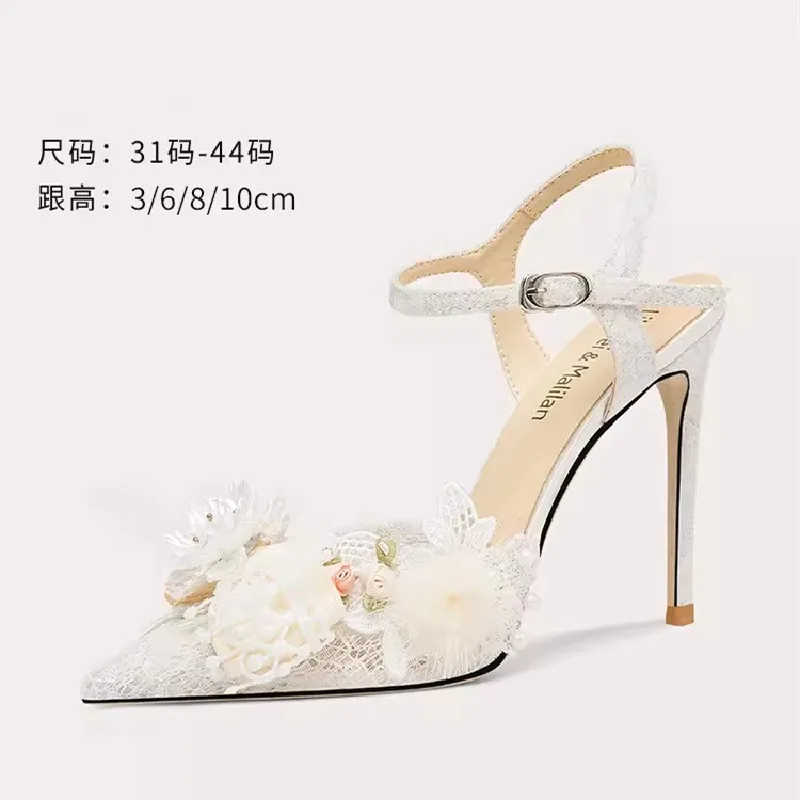 Spring/Summer New Pointed Lace Flower Sandals with Thin High Heels for Banquet Dresses in Large and Small Sizes for Women's Shoe
Spring/Summer New Pointed Lace Flower Sandals with Thin High Heels for Banquet Dresses in Large and Small Sizes for Women's Shoe