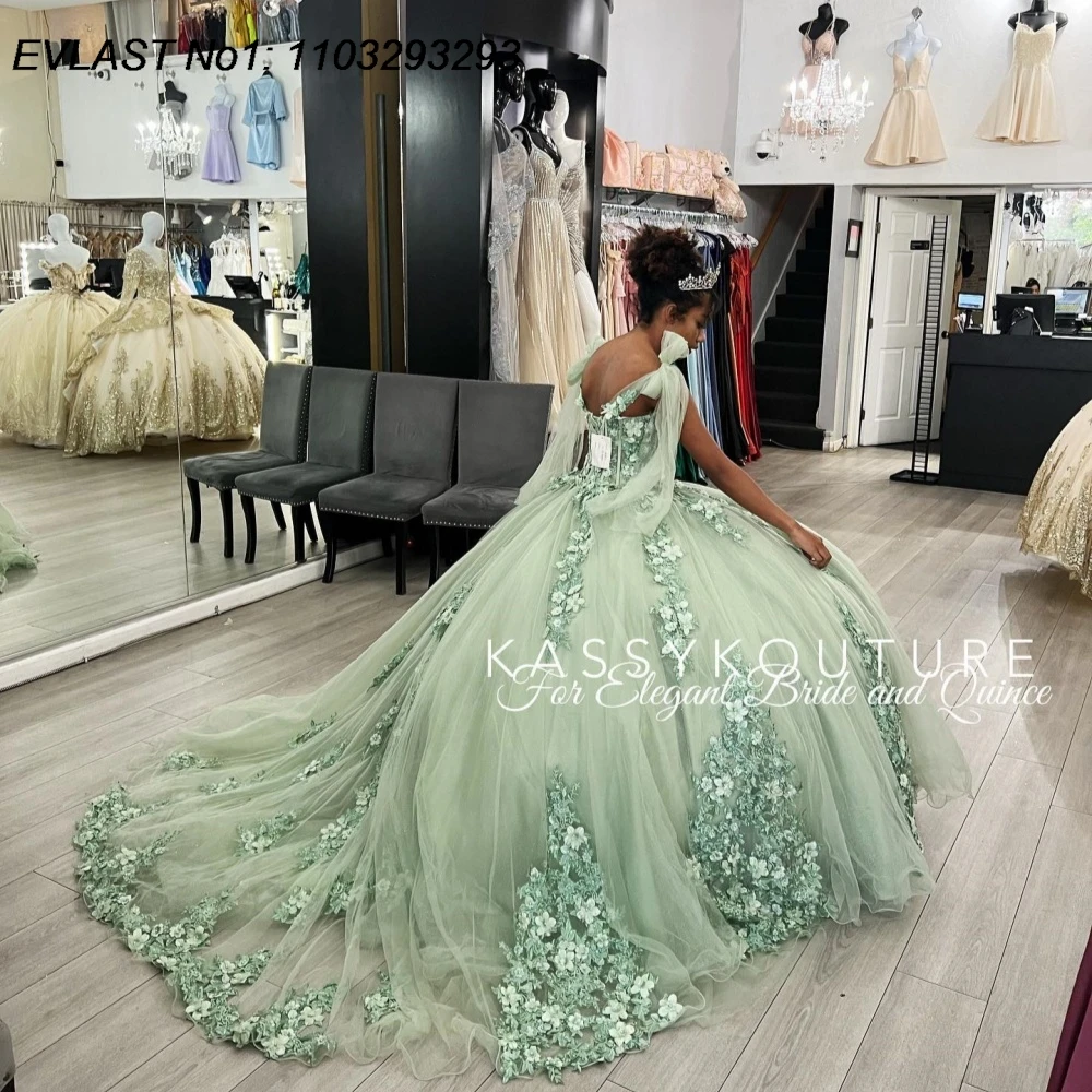 EVLAST Customized Luxury Sage Quinceanera Dress Ball Gown Floral Applique Beading Mexican Sweet 16 Vestido De 15 Anos E1Q289
EVLAST Customized Luxury Sage Quinceanera Dress Ball Gown Floral Applique Beading Mexican Sweet 16 Vestido De 15 Anos E1Q289