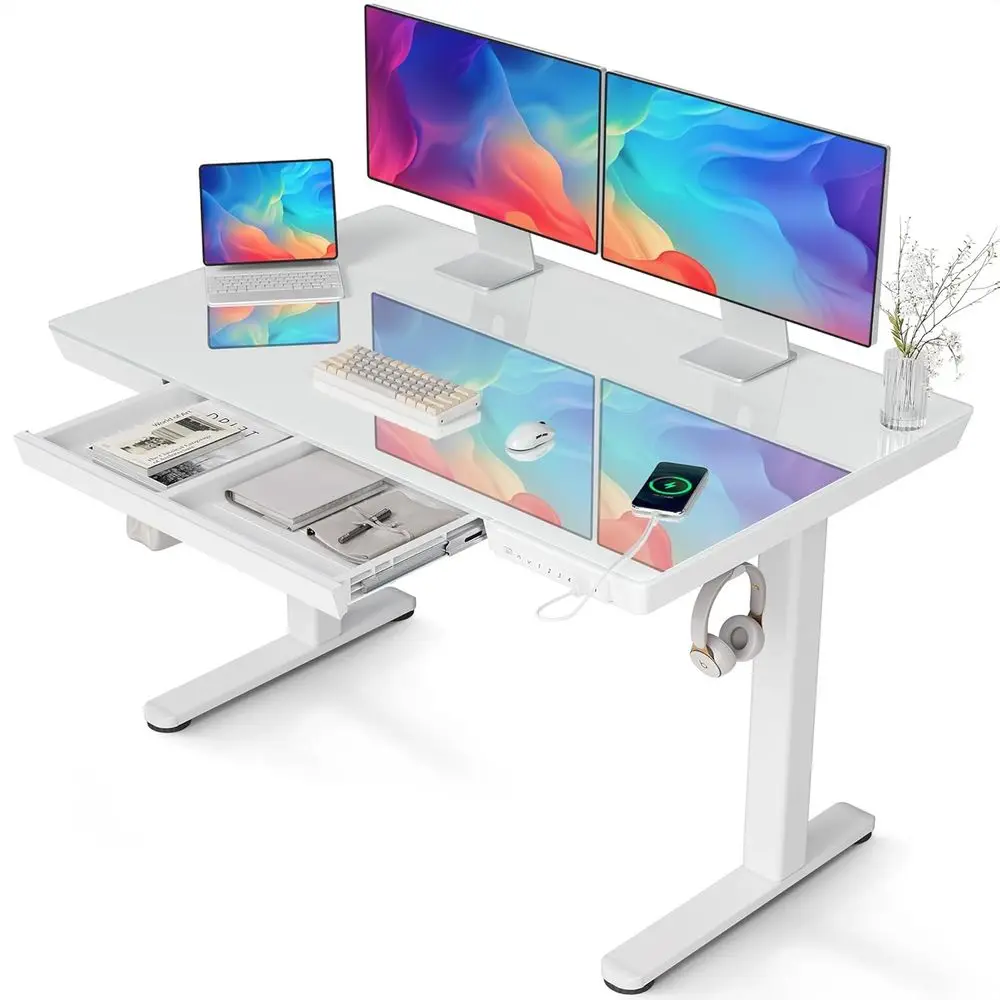 48x24 Inch Adjustable Standing Desk, Quick Install with USB Ports, White
48x24 Inch Adjustable Standing Desk, Quick Install with USB Ports, White