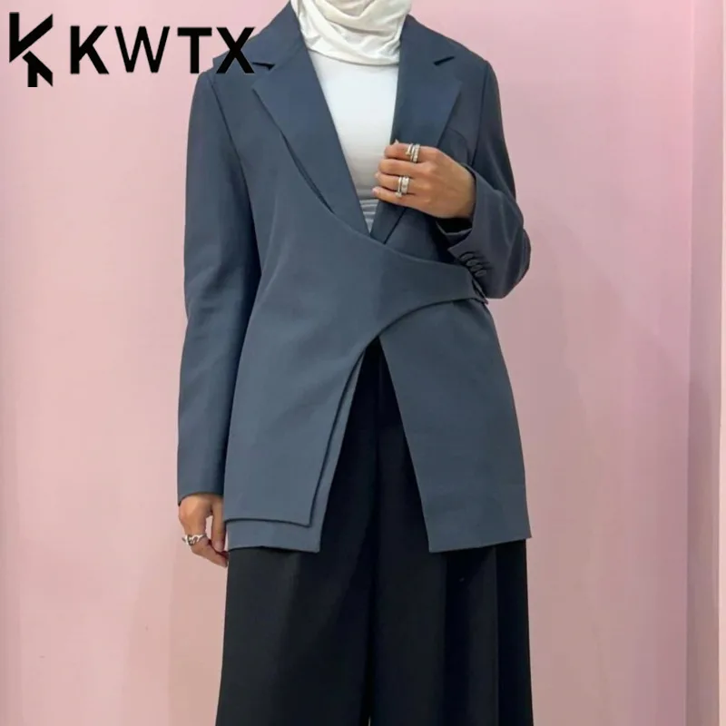 KWTX 2025 Spring Summer Women's Side Button Blazer Asymmetrical Design Single Breasted Jacket Lightweight Office Chic Coat
KWTX 2025 Spring Summer Women's Side Button Blazer Asymmetrical Design Single Breasted Jacket Lightweight Office Chic Coat