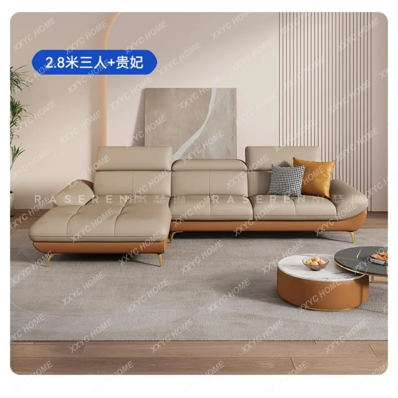 L Leather sofa, living room light luxury simple modern three-person, straight row cream wind
L Leather sofa, living room light luxury simple modern three-person, straight row cream wind