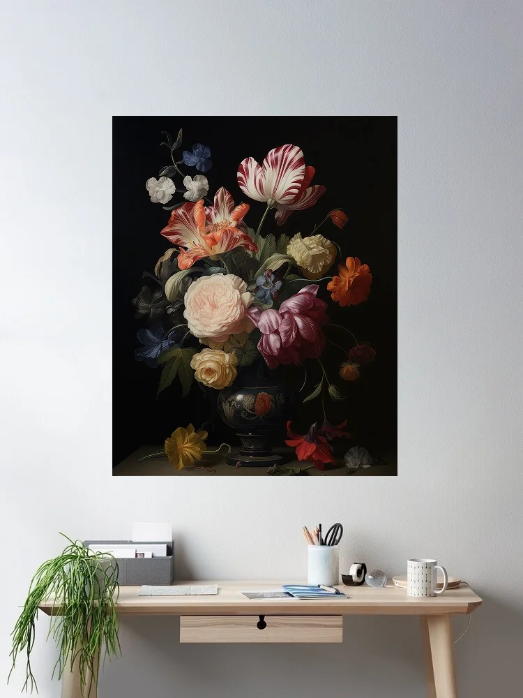 Baroque Floral Still Life, Art Print Silk Poster Home Wall Decor
Baroque Floral Still Life, Art Print Silk Poster Home Wall Decor