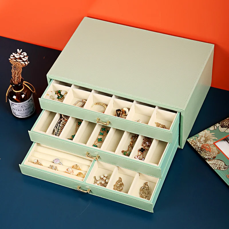 PU Jewelry Organizer with 3 Drawers Jewelry Storage Collection Box for Earring Ring Necklace Watch
PU Jewelry Organizer with 3 Drawers Jewelry Storage Collection Box for Earring Ring Necklace Watch