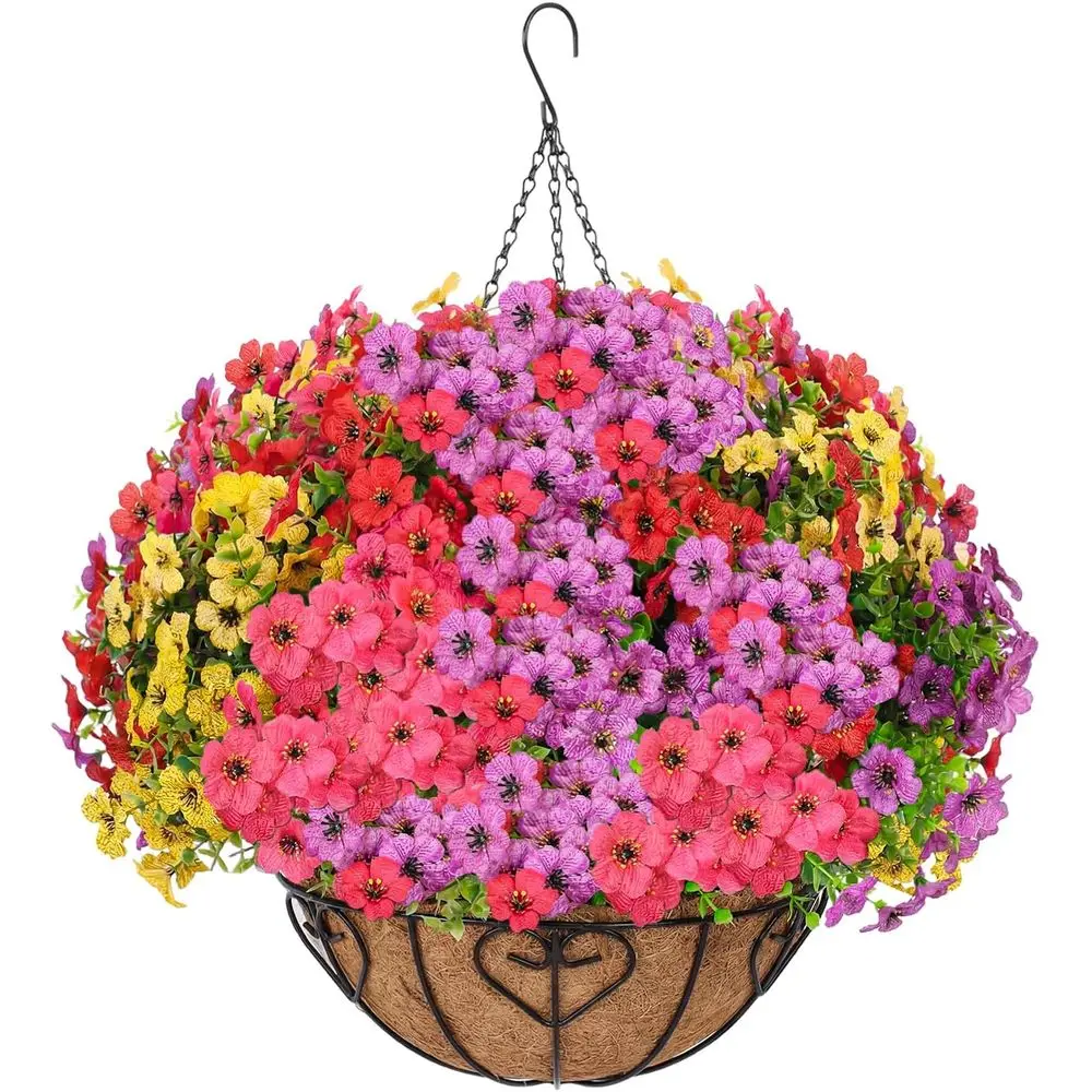 13-Piece Artificial Flower Hanging Basket for Outdoor Spaces - Ideal for Porch, Balcony, and Patio
13-Piece Artificial Flower Hanging Basket for Outdoor Spaces - Ideal for Porch, Balcony, and Patio