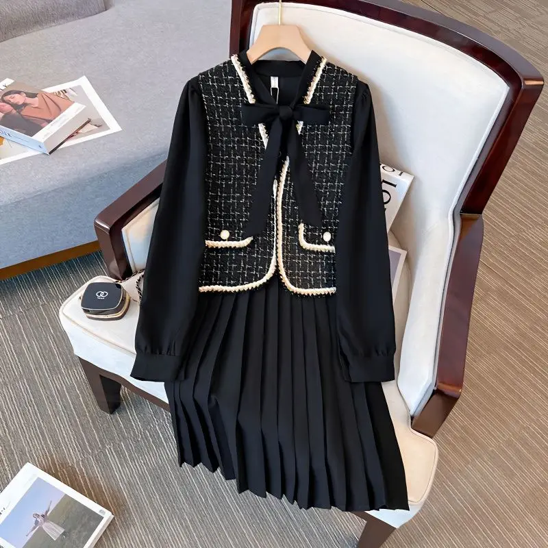 2023 Women Spring Autumn New Fashion Two Piece Sets Female Short V-neck Vest Coats + Loose Pleated Dress Ladies Suits O415
2023 Women Spring Autumn New Fashion Two Piece Sets Female Short V-neck Vest Coats + Loose Pleated Dress Ladies Suits O415
