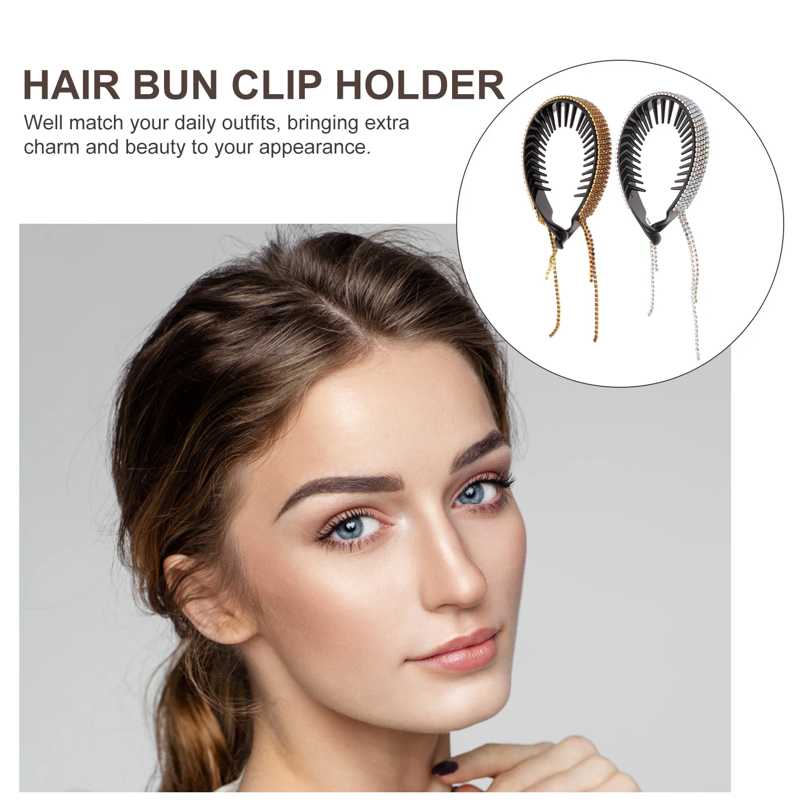 2pcs Rhinestone Hair Bun Holders Glitter Ponytail Cuff Claw Clips For Thick Curly Straight Hair Durable Stylish Accessories
2pcs Rhinestone Hair Bun Holders Glitter Ponytail Cuff Claw Clips For Thick Curly Straight Hair Durable Stylish Accessories