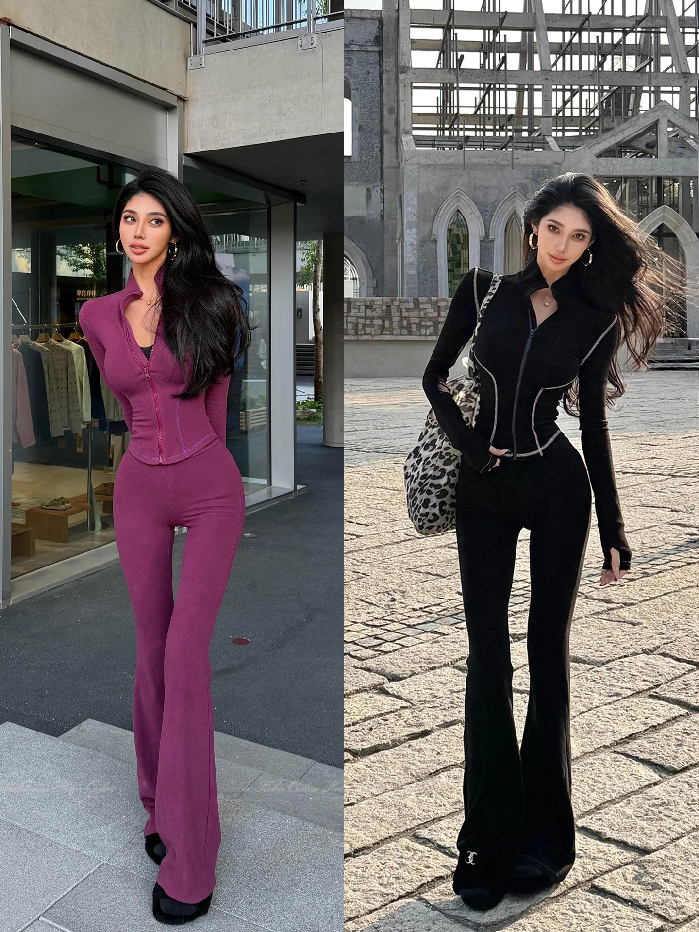 Woolen Two-Piece Set for Women High Waist Zipper Coat And Flared Pants Thermal Loing Breathable Casual Faion
Woolen Two-Piece Set for Women High Waist Zipper Coat And Flared Pants Thermal Loing Breathable Casual Faion