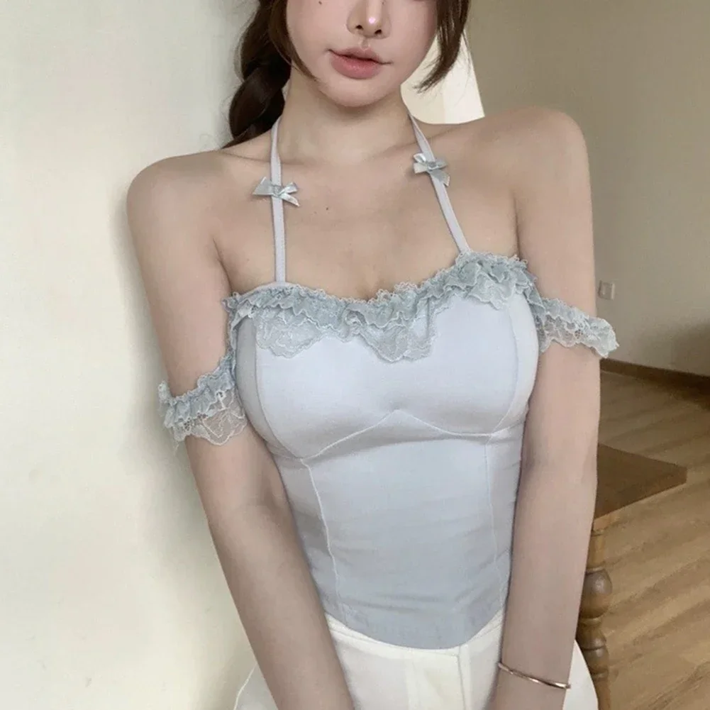 Bowknot Vest Blue Backless Top Short Backless Lace Tank Backless Top Trendy Holiday Apparel Daily Wear Clothing
Bowknot Vest Blue Backless Top Short Backless Lace Tank Backless Top Trendy Holiday Apparel Daily Wear Clothing