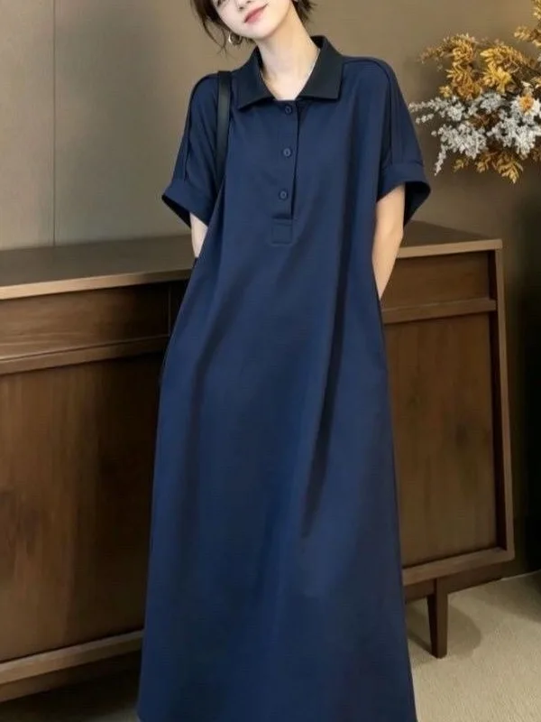 Summer plus Size Loose Short Sleeve Neck T-Shirt Dress Trendy Korean Style High Waist Straight Cut Long Dress for Women
Summer plus Size Loose Short Sleeve Neck T-Shirt Dress Trendy Korean Style High Waist Straight Cut Long Dress for Women
