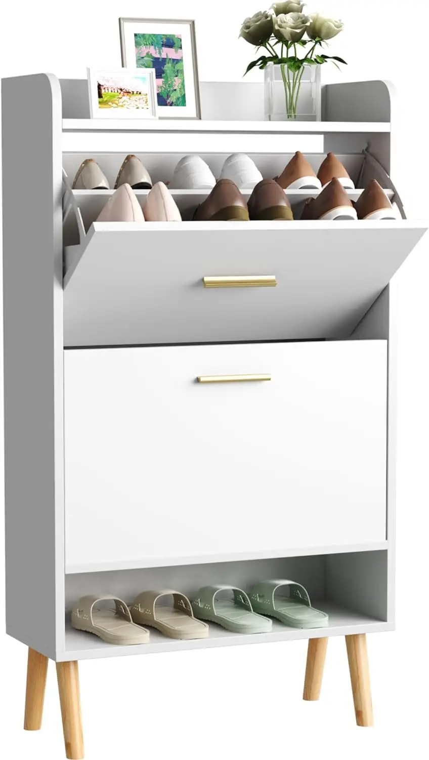 Shoe Storage Cabinet for Entryway, with 2 Flip Drawers, Narrow Rack Cabinet Modern Slim Hidden Shoe Cabinet
Shoe Storage Cabinet for Entryway, with 2 Flip Drawers, Narrow Rack Cabinet Modern Slim Hidden Shoe Cabinet