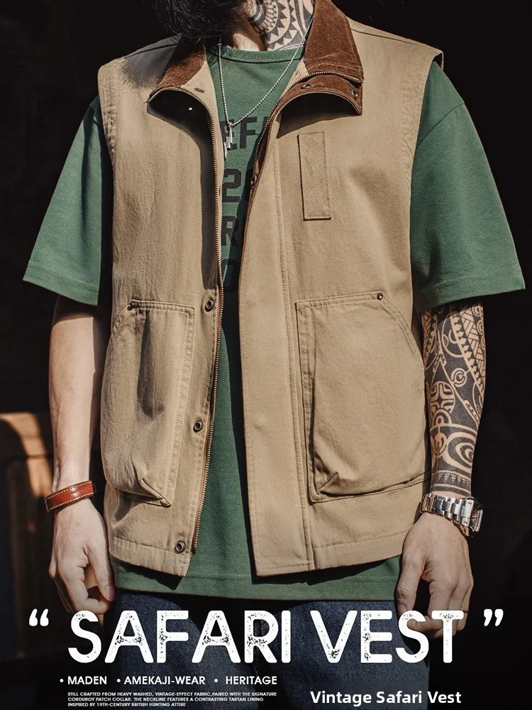 Maden Workwear American Retro Safari Vest Hunting Jacket Pure Cotton Khaki Corduroy Men's Spring Fashion Urban Style
Maden Workwear American Retro Safari Vest Hunting Jacket Pure Cotton Khaki Corduroy Men's Spring Fashion Urban Style