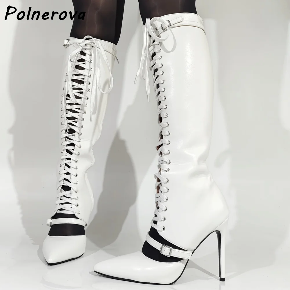Hollow White Straight Strap Boots Thin Heels Thin Heels Solid Cross Tied Lace Up Women's Shoes Fashion Leather Knee High Boots
Hollow White Straight Strap Boots Thin Heels Thin Heels Solid Cross Tied Lace Up Women's Shoes Fashion Leather Knee High Boots