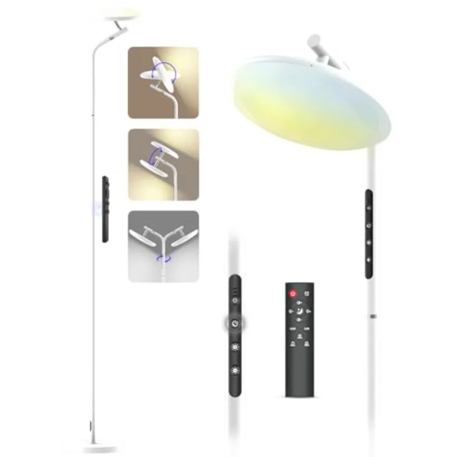 LED Floor Lamp, 36W Super Bright Standing Lamp with Remote and Touch Control, 69" Stepless Dimmable Torchiere Floor Lamps, 350°
LED Floor Lamp, 36W Super Bright Standing Lamp with Remote and Touch Control, 69" Stepless Dimmable Torchiere Floor Lamps, 350°