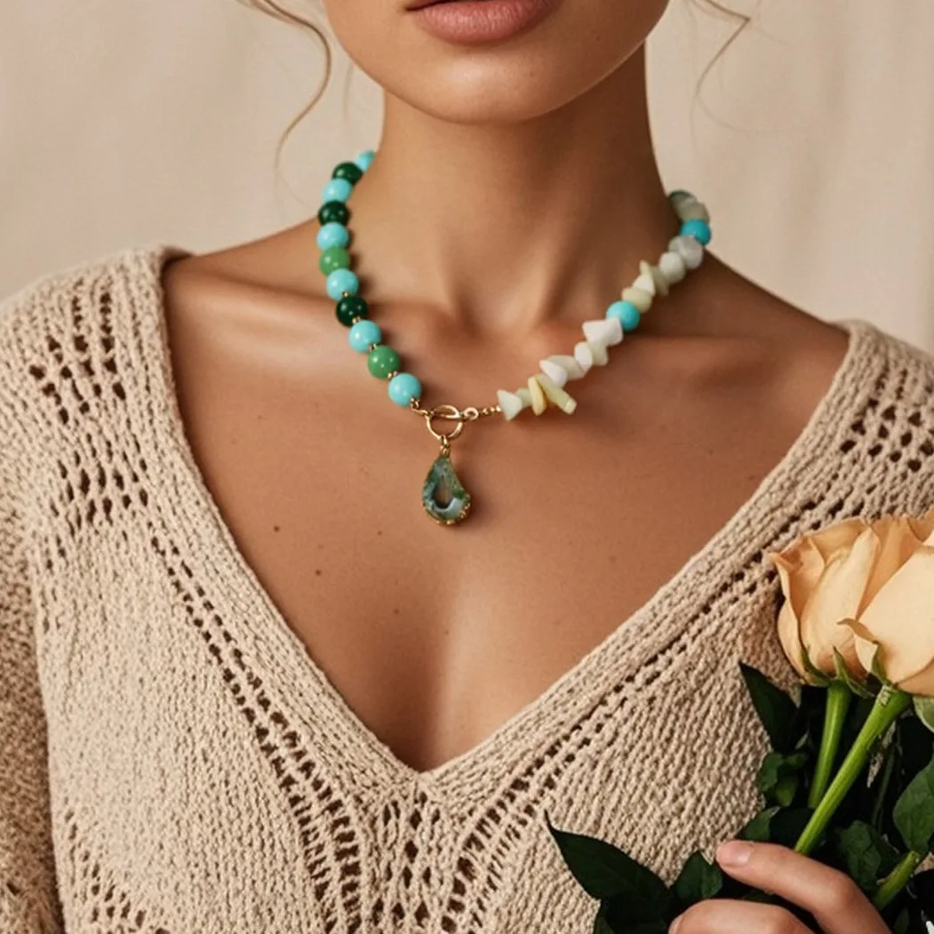 DIY accessories Cross-border jewelry, irregular stone beaded necklace, personalized special-shaped pendant, OT buckle necklace,
DIY accessories Cross-border jewelry, irregular stone beaded necklace, personalized special-shaped pendant, OT buckle necklace,