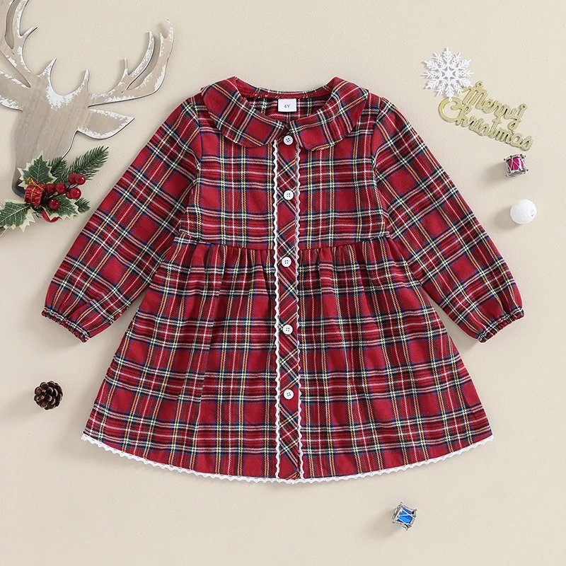 Girls Christmas Plaid Print Long Sleeve Dress Toddler Baby Princess A-Line Dress Casual Spring Clothes for Kids
Girls Christmas Plaid Print Long Sleeve Dress Toddler Baby Princess A-Line Dress Casual Spring Clothes for Kids