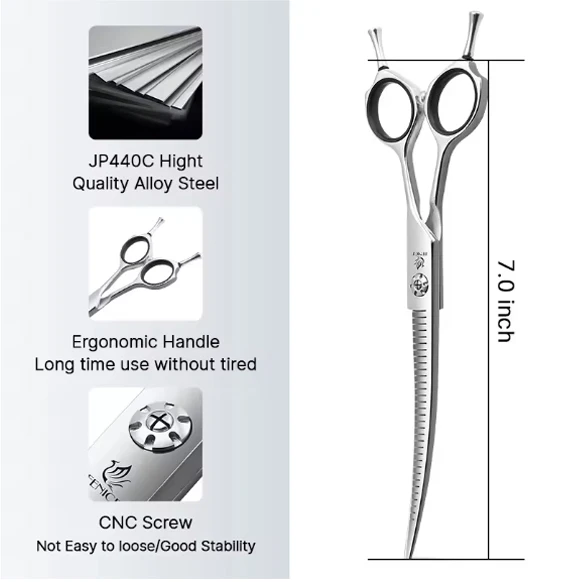 Fenice 7Inch JP440C Pet Grooming Scissors Straight&Fluffy Thinning 2-1 Shears Tip Magic Thinning Scissors for Dog Hair Trimming
Fenice 7Inch JP440C Pet Grooming Scissors Straight&Fluffy Thinning 2-1 Shears Tip Magic Thinning Scissors for Dog Hair Trimming