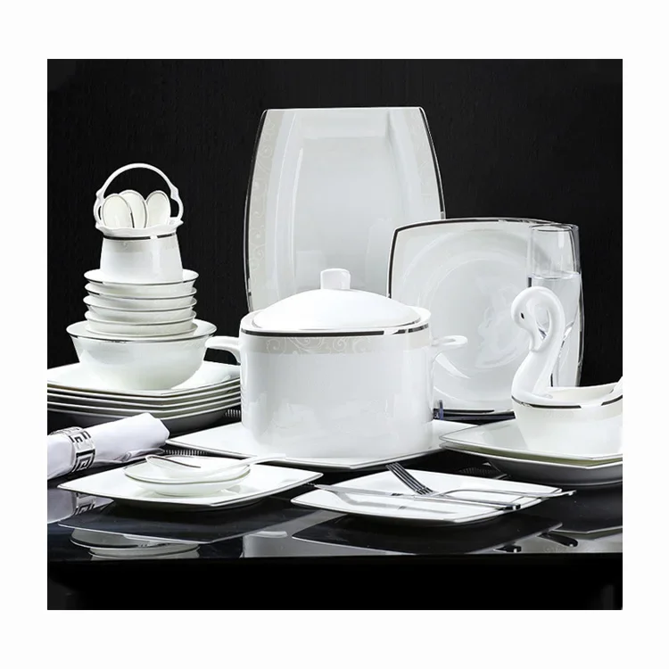 60-Piece Porcelain Set European Light Luxury Silver Edge Dinner Set Wedding Gifts Restaurant Hotel
60-Piece Porcelain Set European Light Luxury Silver Edge Dinner Set Wedding Gifts Restaurant Hotel