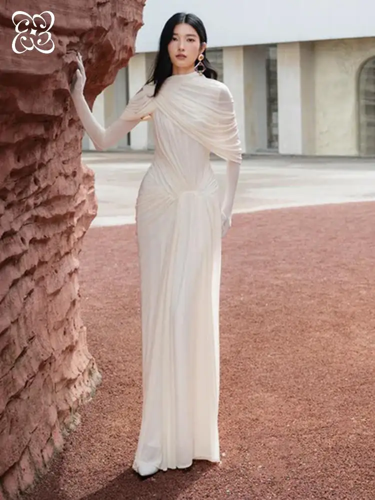 2026 Sexy Cream Draped Chiffon Evening Gown for Women Asymmetrical Shoulder Cutout Formal Maxi Dress Elegant Bodycon Party Dress
2026 Sexy Cream Draped Chiffon Evening Gown for Women Asymmetrical Shoulder Cutout Formal Maxi Dress Elegant Bodycon Party Dress