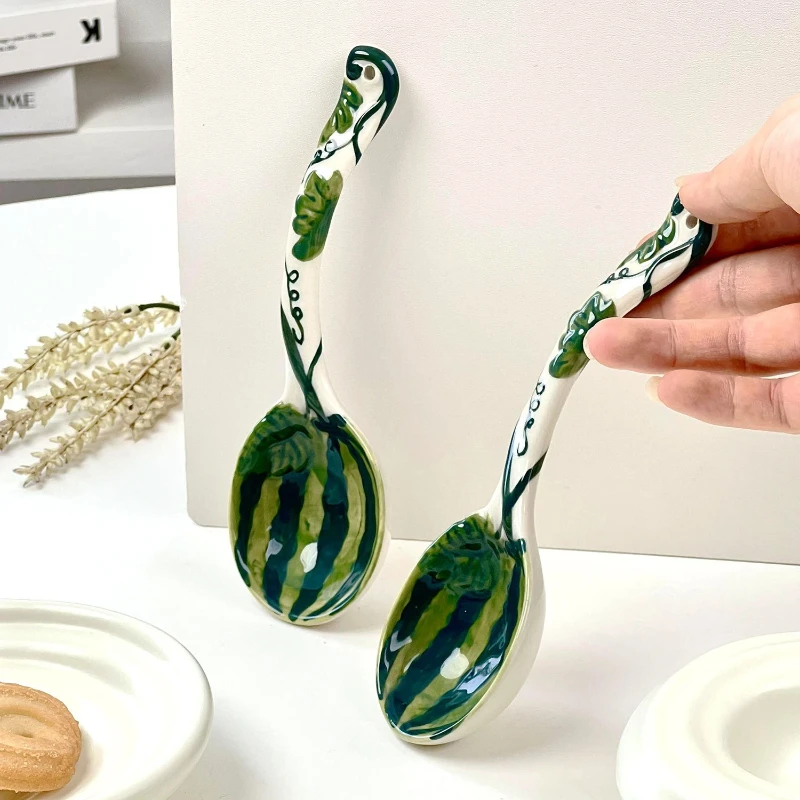 LH high value ceramic watermelon spoon hand-painted underglaze color soup spoon for home use
LH high value ceramic watermelon spoon hand-painted underglaze color soup spoon for home use