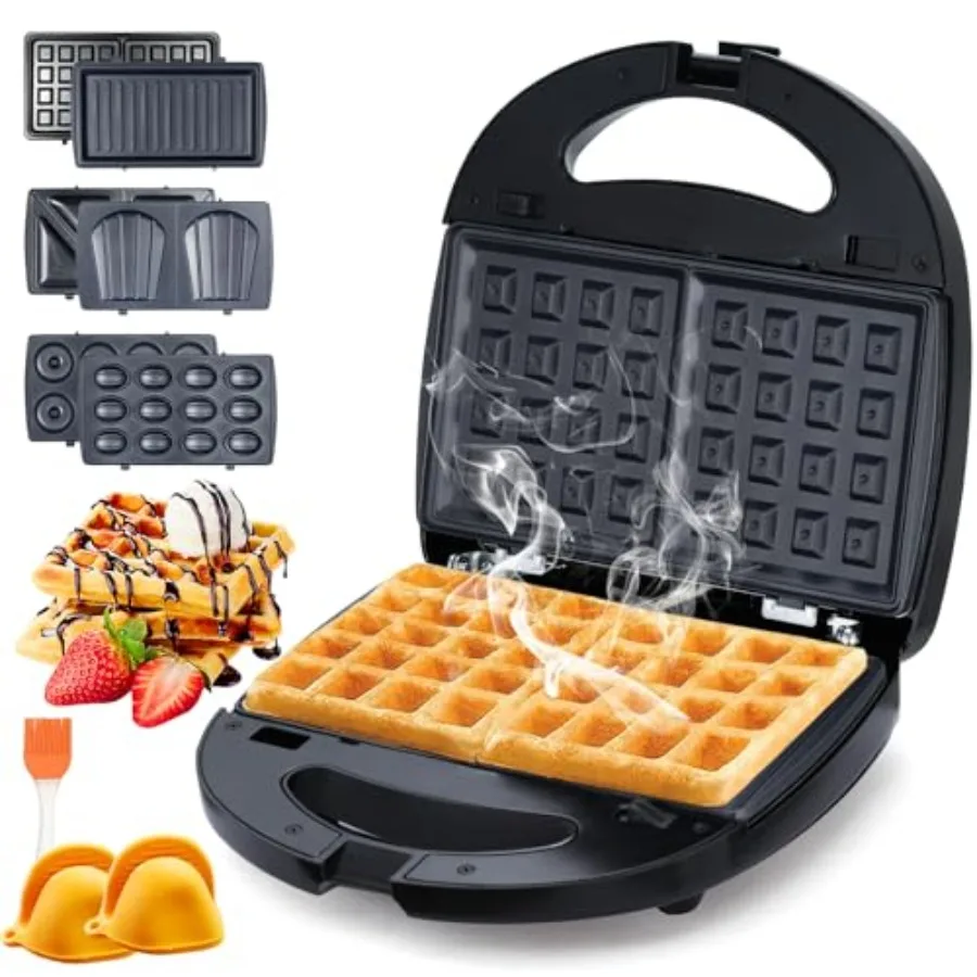 6 in 1 Waffle Iron Set Panini Press Grill and Electric Sandwich Maker with Removable Non-Stick Plate Ideal for Cooking Grilled
6 in 1 Waffle Iron Set Panini Press Grill and Electric Sandwich Maker with Removable Non-Stick Plate Ideal for Cooking Grilled
