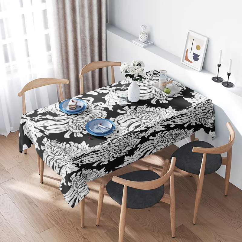 Black White Floral Print Tablecloth Decorative Bedding Set for Dining Room Home Decoration Size 150x230cm
Black White Floral Print Tablecloth Decorative Bedding Set for Dining Room Home Decoration Size 150x230cm