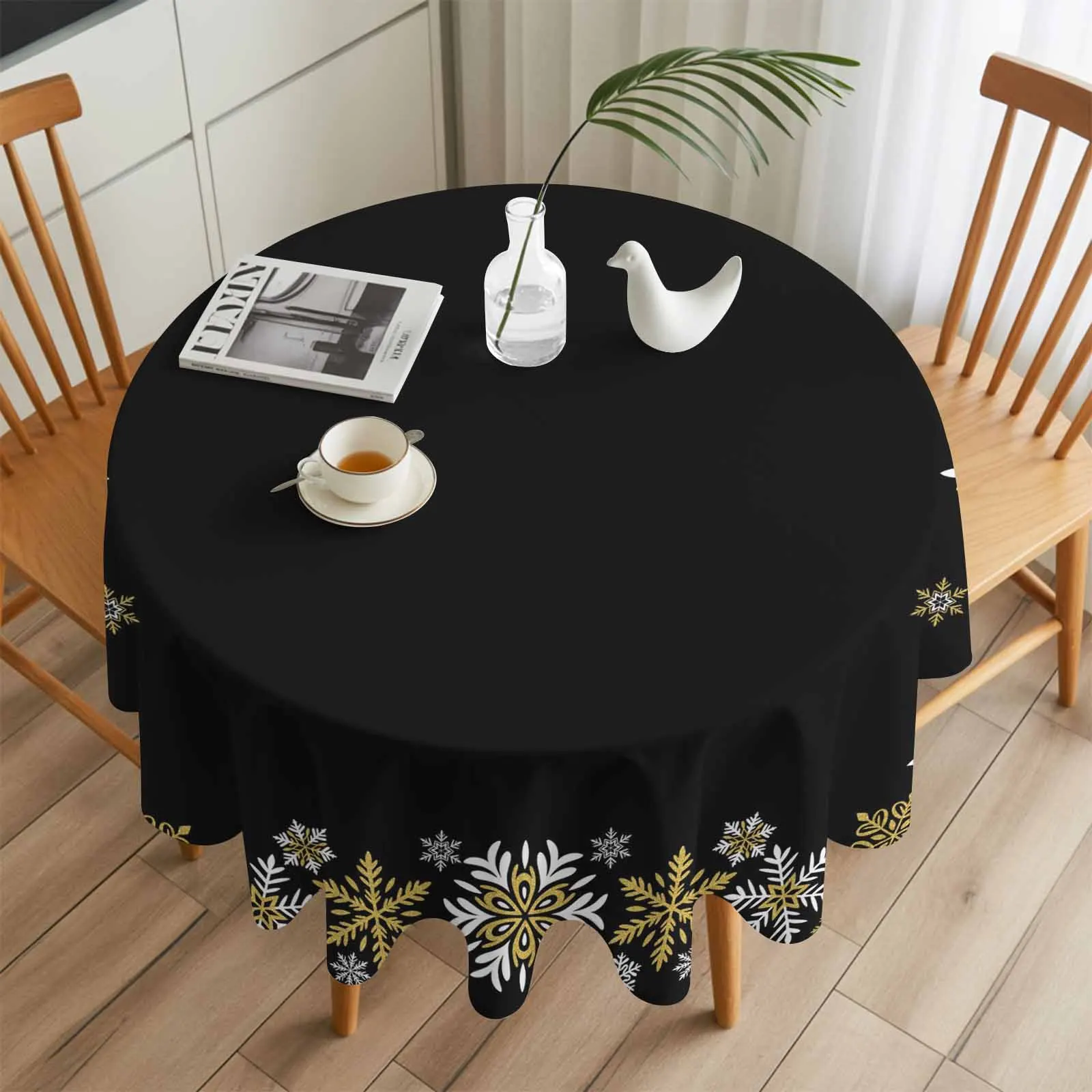 Ретро черная рождественская текстура снежинки, круглая скатерть, обеденная скатерть, водонепроницаемая крышка стола для декора свадебной вечеринки 
Ретро черная рождественская текстура снежинки, круглая скатерть, обеденная скатерть, водонепроницаемая крышка стола для декора свадебной вечеринки