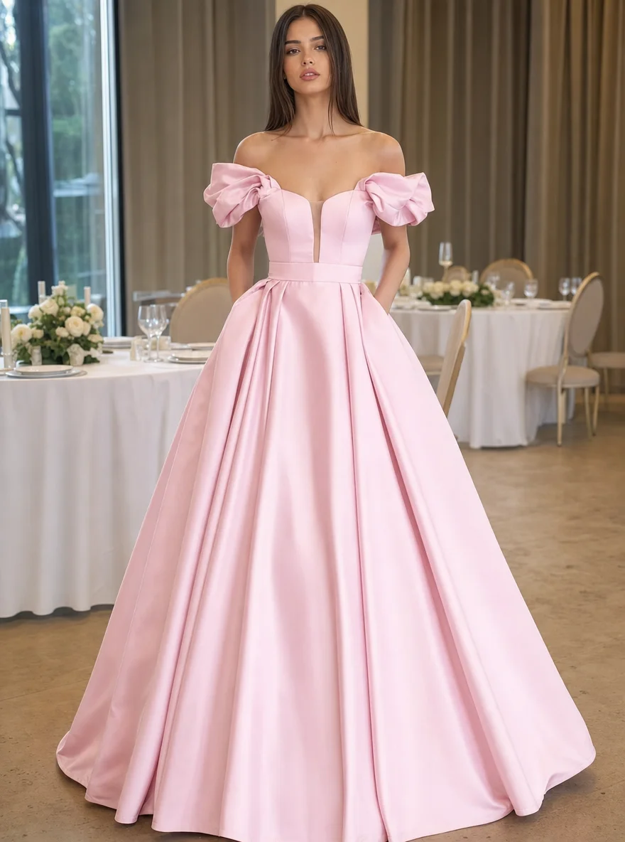 Exquisite High Quality Evening Dresses A-line Silhouette Princess Off-the-Shoulder Lmitation Satin Long Floor-Length
Exquisite High Quality Evening Dresses A-line Silhouette Princess Off-the-Shoulder Lmitation Satin Long Floor-Length