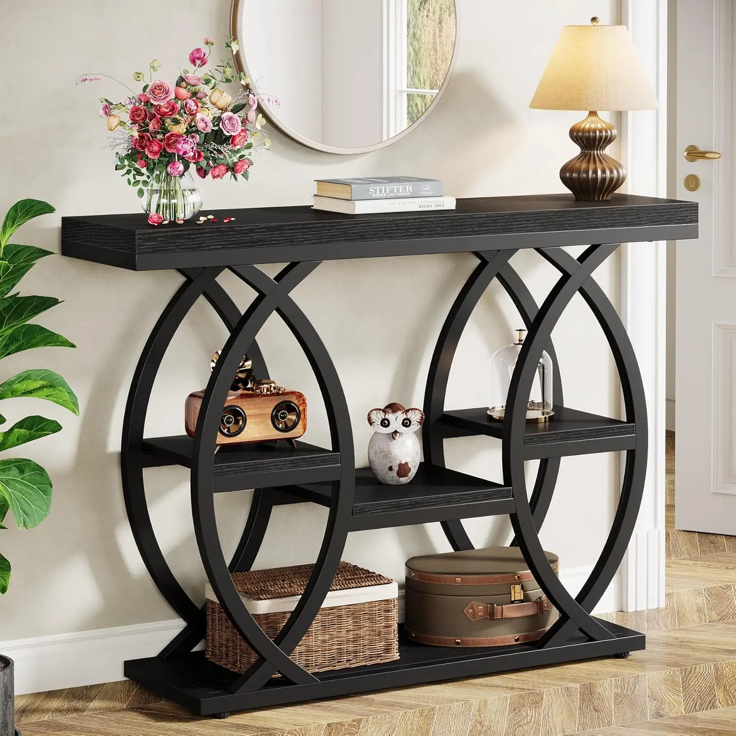 Industrial 4-Tier Console Sofa Table Wood Metal Narrow Storage Shelves Small Hallway Foyer, Customized
Industrial 4-Tier Console Sofa Table Wood Metal Narrow Storage Shelves Small Hallway Foyer, Customized
