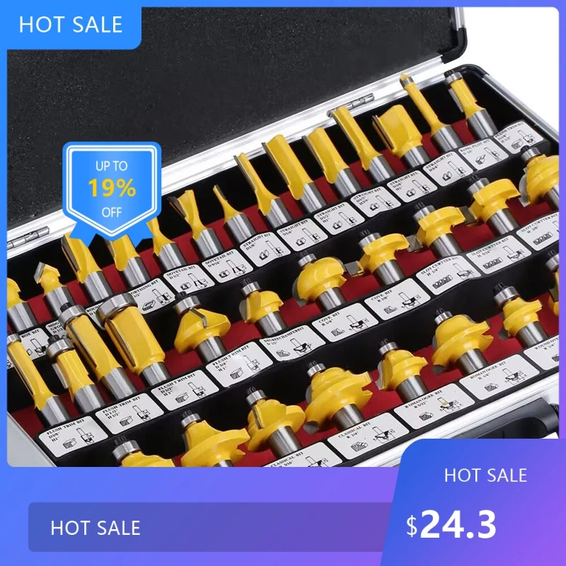7220NEW 35PC 8mm Shank Tungsten Carbide Router Bit Set Wood Woodworking Cutter Trimming Knife Forming Milling Carving Cuttin
7220NEW 35PC 8mm Shank Tungsten Carbide Router Bit Set Wood Woodworking Cutter Trimming Knife Forming Milling Carving Cuttin