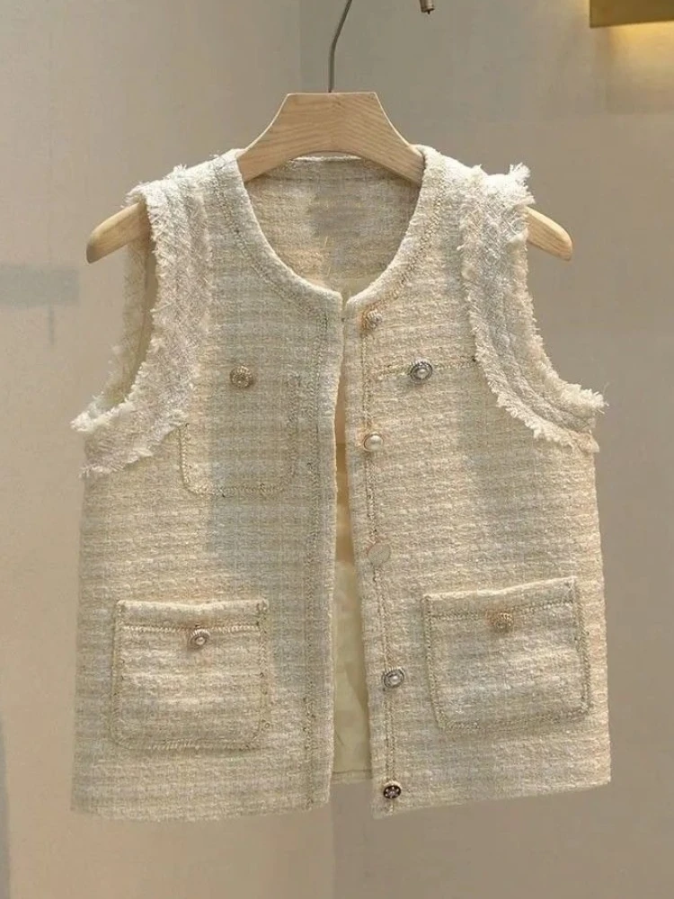 2025 New Small Fragrance Coats Vests Solid Color Raw edge Pockets Sleeveless Jackets Fashion All Match Elegant Women's Clothing
2025 New Small Fragrance Coats Vests Solid Color Raw edge Pockets Sleeveless Jackets Fashion All Match Elegant Women's Clothing