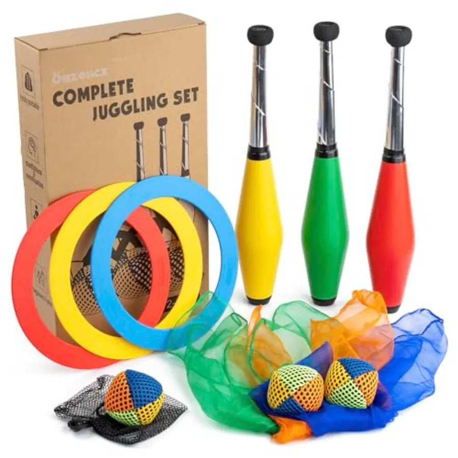 Juggling Kit for Beginners Complete Set Juggling Balls, Scarves, Rings and Clubs Learn to Juggle Balls at Home, School, or Circ
Juggling Kit for Beginners Complete Set Juggling Balls, Scarves, Rings and Clubs Learn to Juggle Balls at Home, School, or Circ