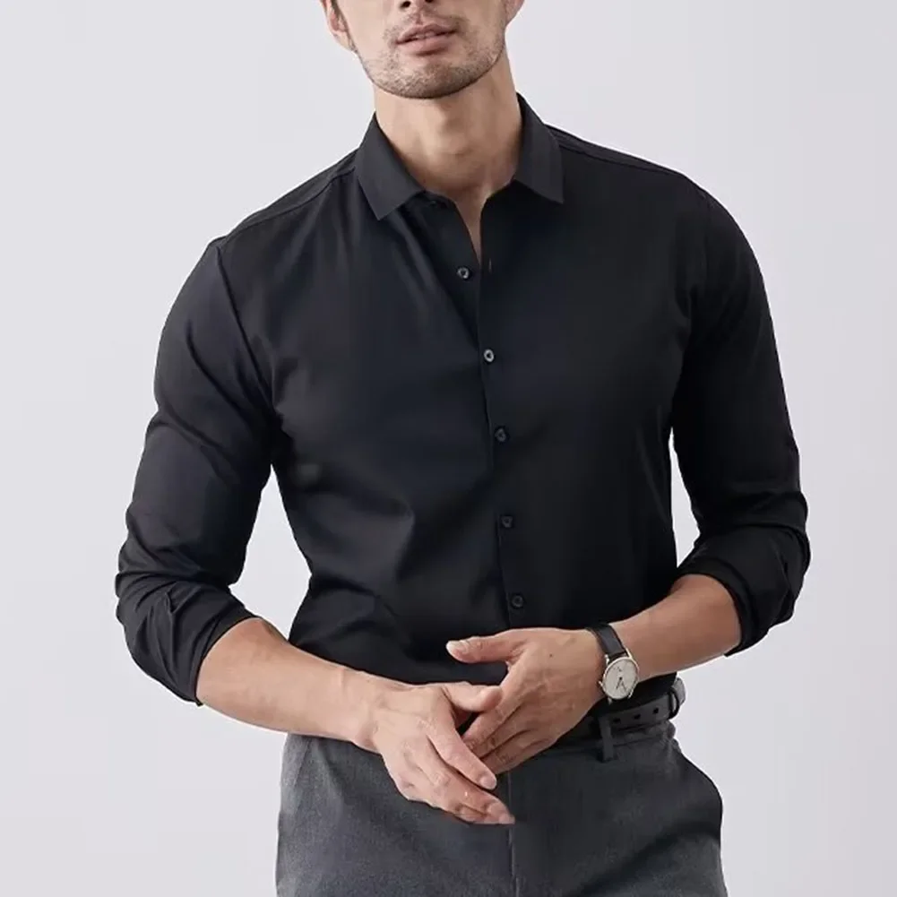 Men's Long Sleeve Shirt with Lapel Neckline Elegant Anti Wrinkle Top Ideal for Business or Social Events in Spring/Autumn
Men's Long Sleeve Shirt with Lapel Neckline Elegant Anti Wrinkle Top Ideal for Business or Social Events in Spring/Autumn