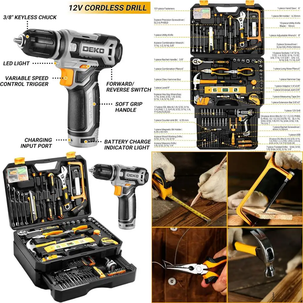 Портативный аккумуляторный шуруповерт 12В: Полный набор инструментов механика с кейсом для домашнего ремонта
Портативный аккумуляторный шуруповерт 12В: Полный набор инструментов механика с кейсом для домашнего ремонта