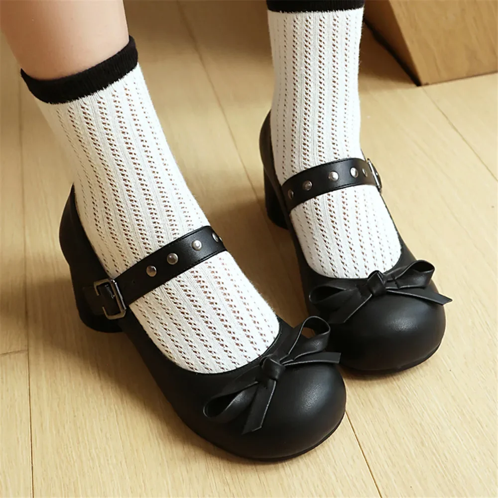 Spring Autumn Black White Mary Janes Height Heels Shoes Woman Round Toe Buckle Strap Lolita Girls Student Ballet Pumps Size 43
Spring Autumn Black White Mary Janes Height Heels Shoes Woman Round Toe Buckle Strap Lolita Girls Student Ballet Pumps Size 43