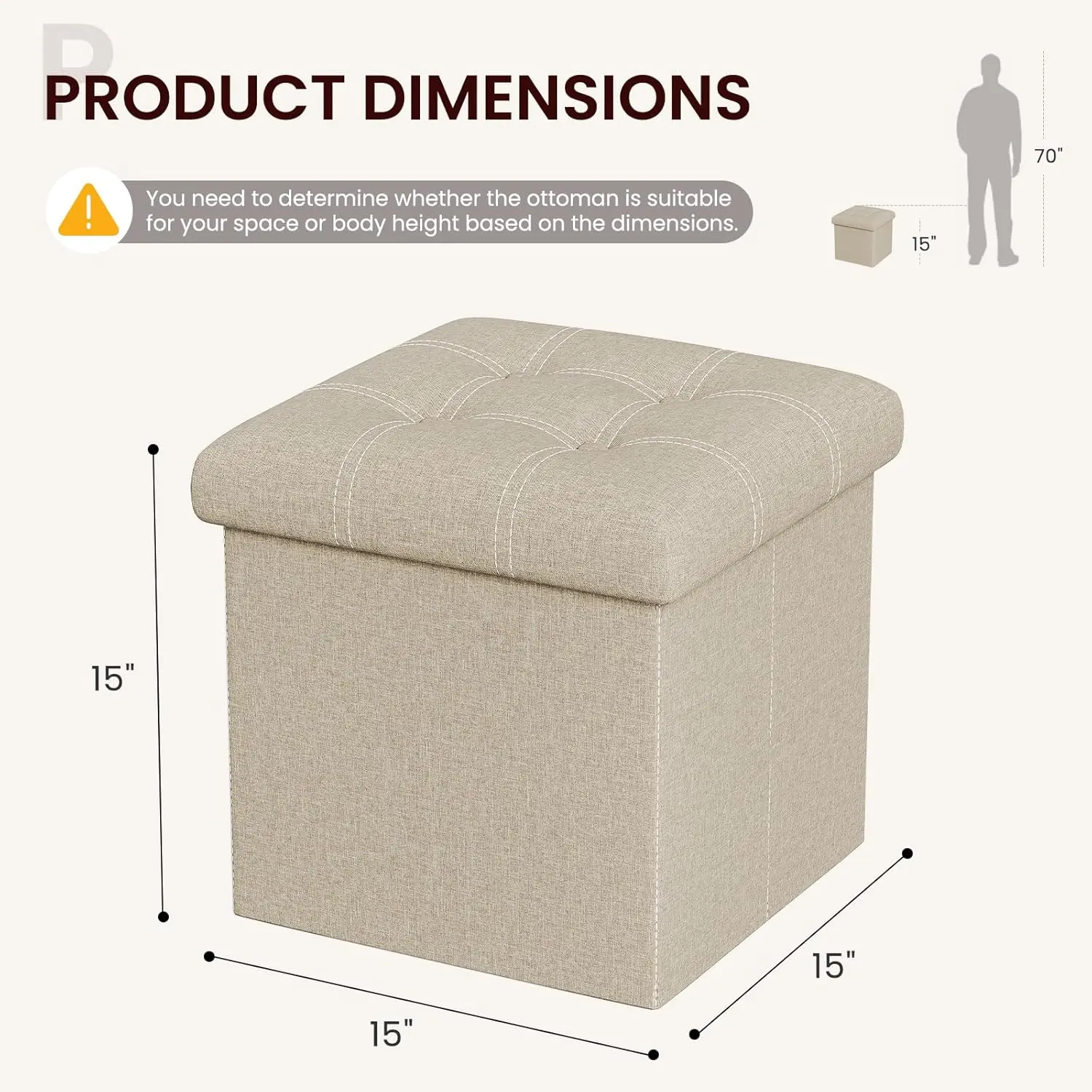 Storage Ottoman Cube, Foldable Storage Boxes Footrest Step Stool, Padded Seat for Dorm Living Room
Storage Ottoman Cube, Foldable Storage Boxes Footrest Step Stool, Padded Seat for Dorm Living Room