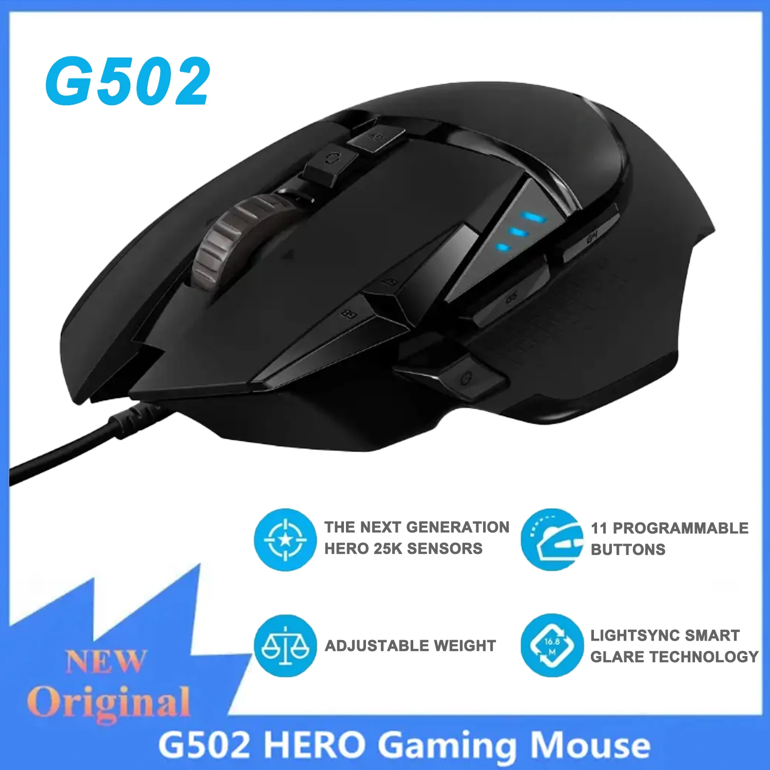 Проводная игровая мышь G502 Hero Master 502, оборудование для киберспорта Eat Chicken, макросистема CS, программирование периферийных устройств 
Проводная игровая мышь G502 Hero Master 502, оборудование для киберспорта Eat Chicken, макросистема CS, программирование периферийных устройств