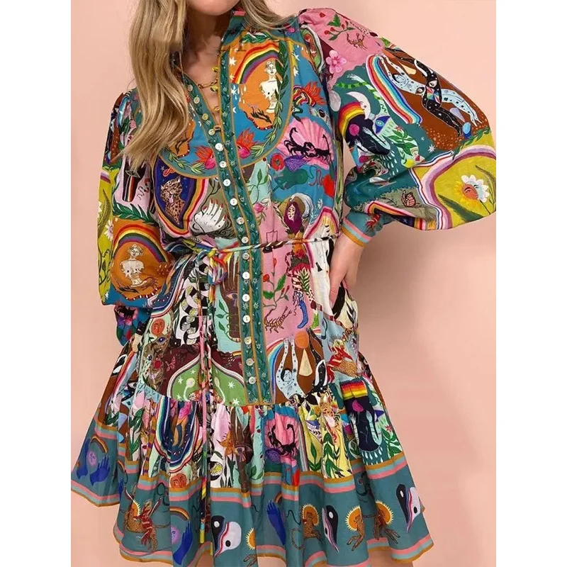 2025 Women's Autumn New Printed round Neck Waist Trimming Lace Pleated Ruffled Retro Dress C001
2025 Women's Autumn New Printed round Neck Waist Trimming Lace Pleated Ruffled Retro Dress C001
