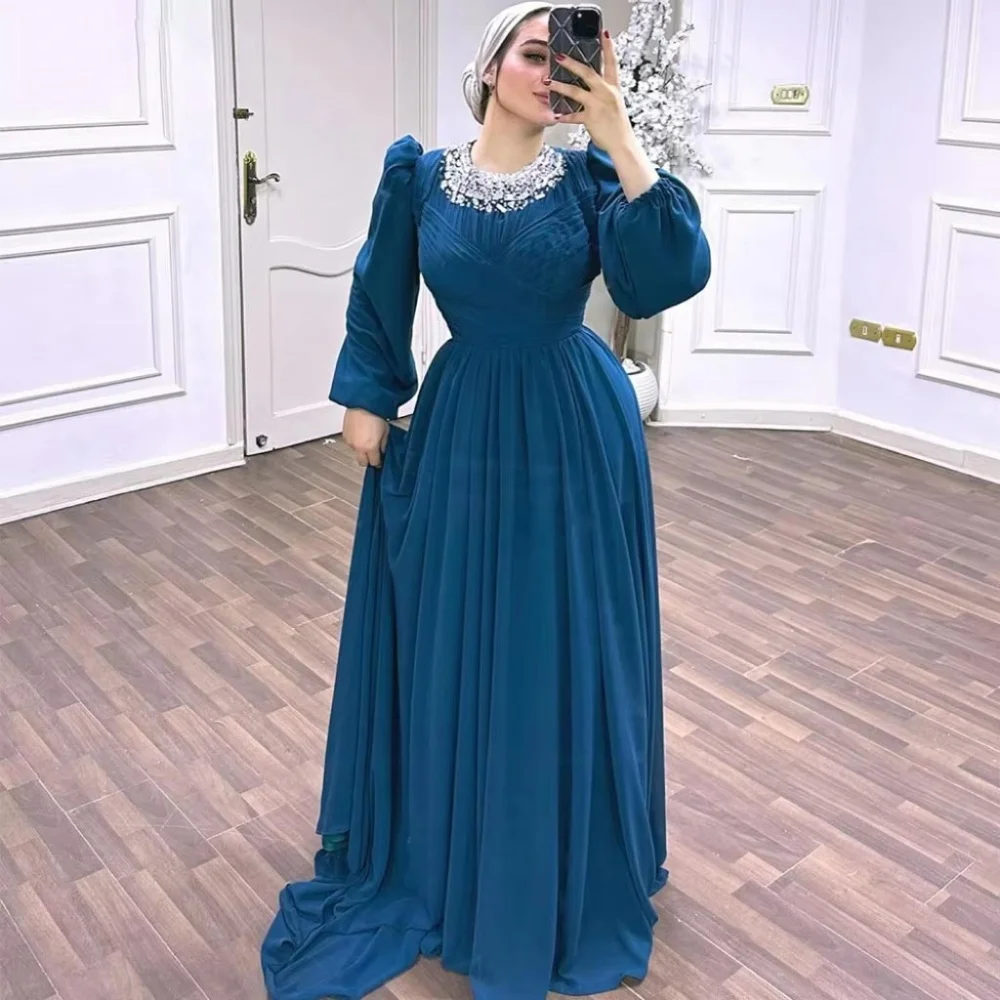 Customized Exquisite Beading Ruched Women Prom Dress Long Sleeve Charming A-line Floor Length Party Dress Women Evening Gown
Customized Exquisite Beading Ruched Women Prom Dress Long Sleeve Charming A-line Floor Length Party Dress Women Evening Gown