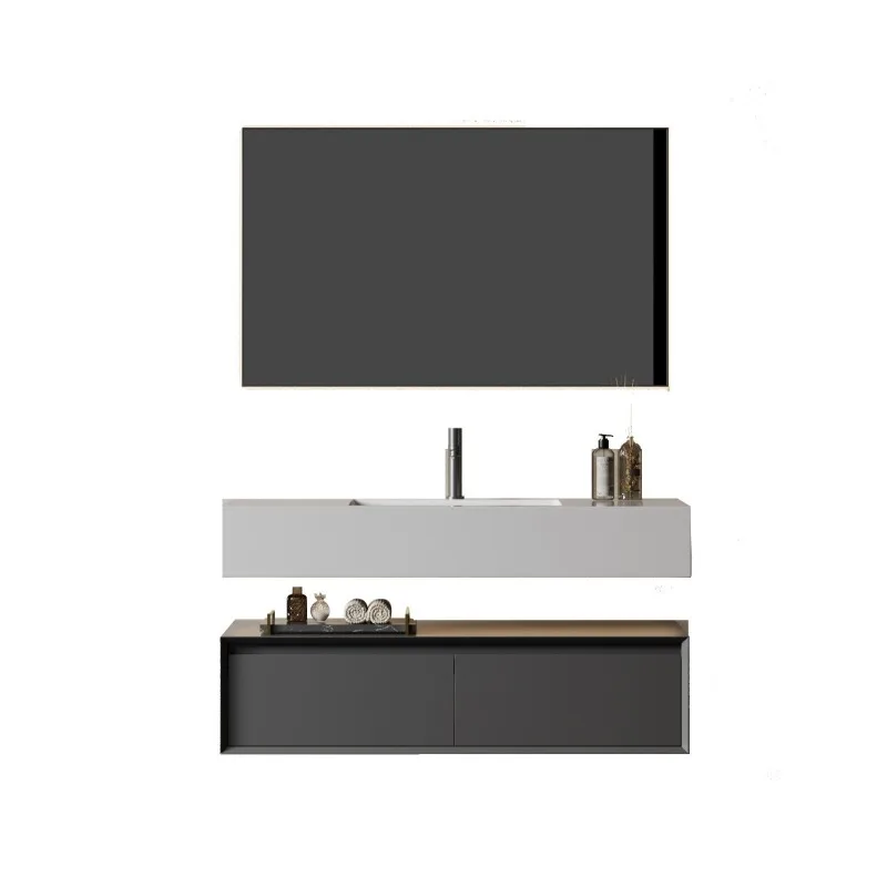 Hanging cabinet Large side Rock slab wash basin Bathroom cabinet Ceramic integrated basin
Hanging cabinet Large side Rock slab wash basin Bathroom cabinet Ceramic integrated basin