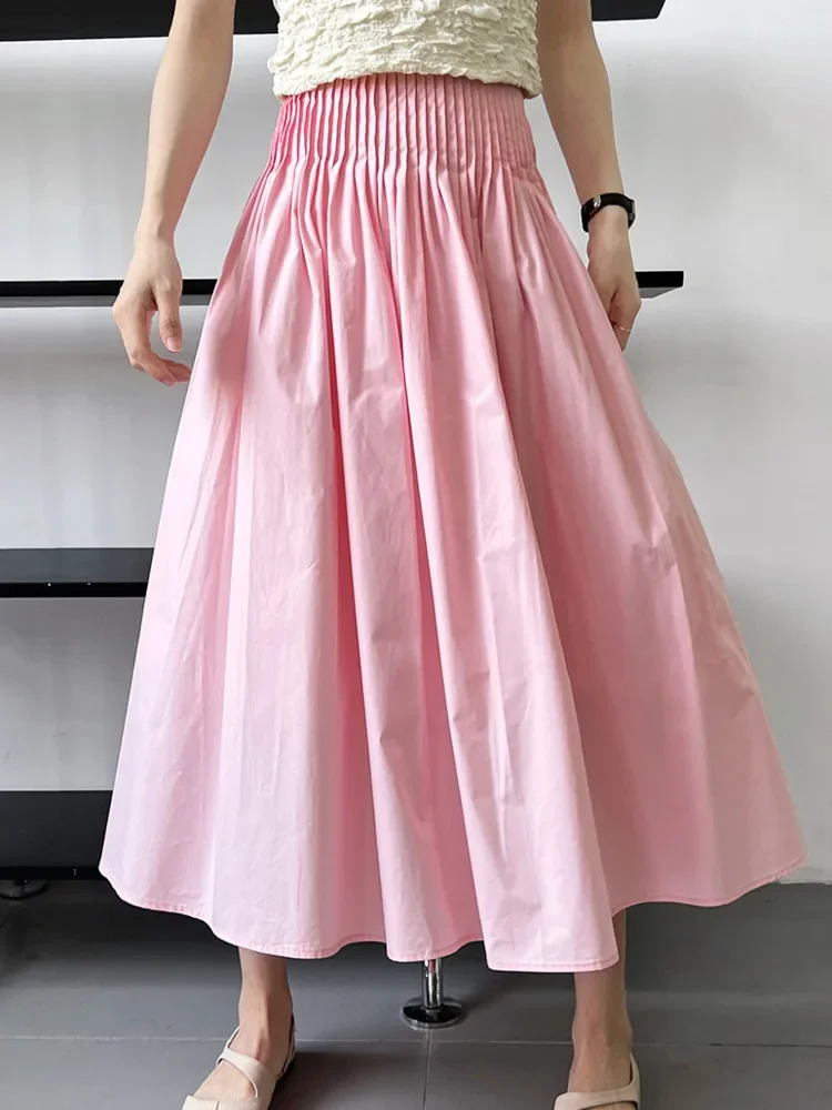 Pleated Design Elastic High Waist Skirt for Women Solid Color A-line Office Lady Loose Skirts 2025 Spring New
Pleated Design Elastic High Waist Skirt for Women Solid Color A-line Office Lady Loose Skirts 2025 Spring New
