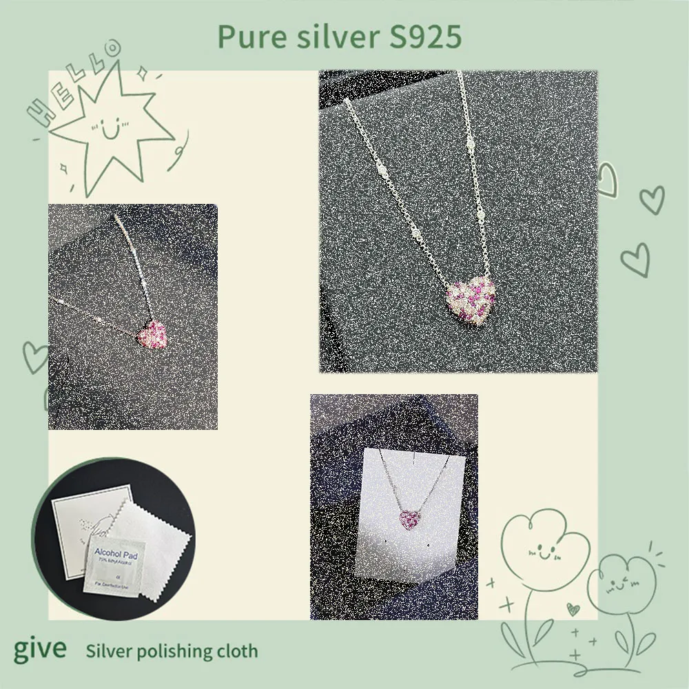 Pure silver s925 necklace Exquisite, high-end, fashionable pink heart-shaped necklace with versatile temperament
Pure silver s925 necklace Exquisite, high-end, fashionable pink heart-shaped necklace with versatile temperament