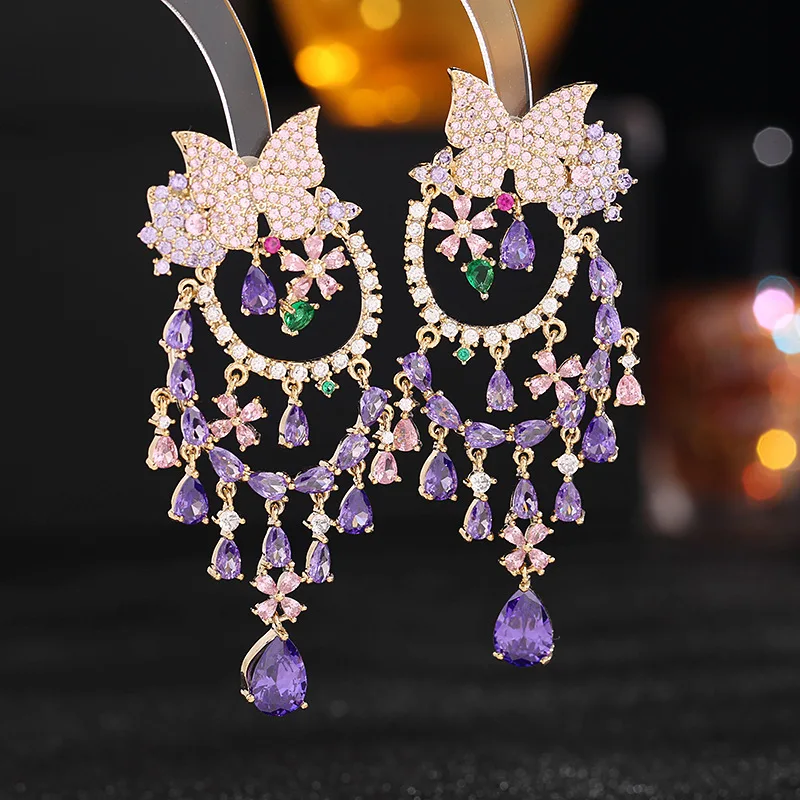 1pair Colorful CZ Butterfly Earring Water DropTassel Earrings Exquisite Earrings Drop Fashion Jewelry for Woman Gift
1pair Colorful CZ Butterfly Earring Water DropTassel Earrings Exquisite Earrings Drop Fashion Jewelry for Woman Gift