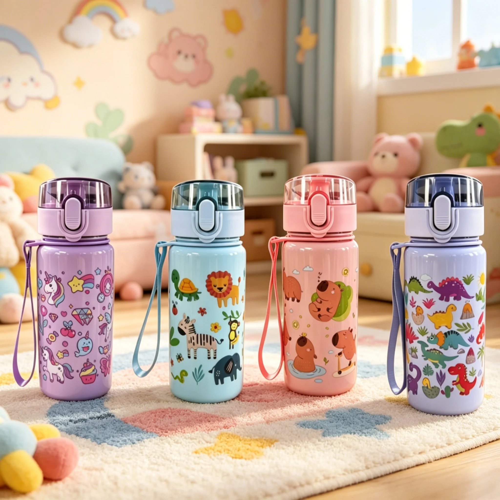 Colorful Cartoon Animal Print Water Bottle (Unicorn/Lion/Capybara/Dinosaur), Minimalist Stylish & Exquisite Design. Lightweight
Colorful Cartoon Animal Print Water Bottle (Unicorn/Lion/Capybara/Dinosaur), Minimalist Stylish & Exquisite Design. Lightweight