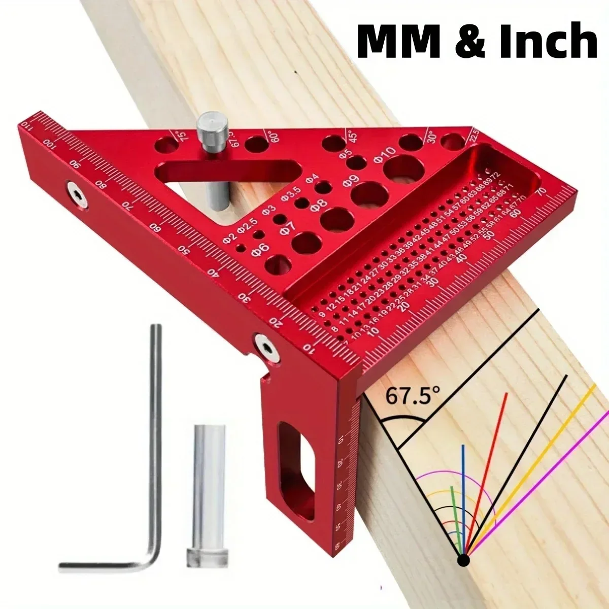 3D Multi-Angle Measuring Ruler, 45/90 Degree Aluminum Woodworking Square Protractor, Miter Triangle Ruler Layout Measuring Tool
3D Multi-Angle Measuring Ruler, 45/90 Degree Aluminum Woodworking Square Protractor, Miter Triangle Ruler Layout Measuring Tool